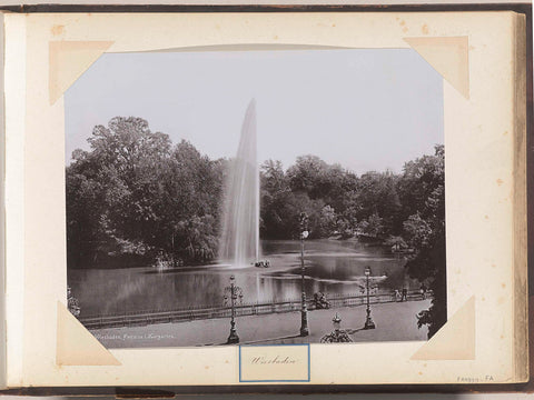 Pond with fountain in the spa garden of Wiesbaden, anonymous, c. 1890 - c. 1920 Canvas Print