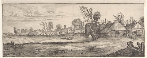 View of a Village Between Meadows, Jan van de Velde (II), 1615 Canvas Print