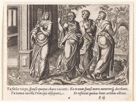 Farewell to the three servants, Johannes Wierix (possibly), 1574 Canvas Print