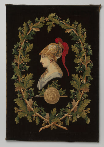 Weave, a Pallas head in an oak wreath, anonymous, c. 1700 - c. 1800 Canvas Print