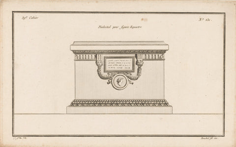 Pedestal with portrait in medallion, Jean Pelletier, 1772 - 1779 Canvas Print