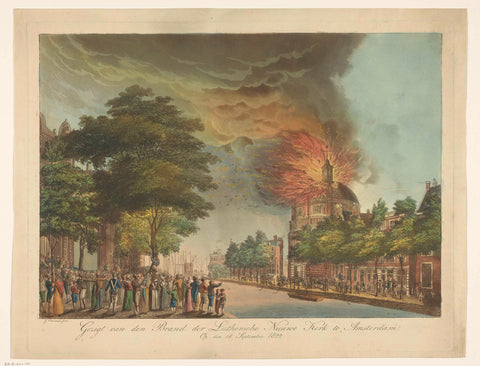 Fire in the Nieuwe Lutherse Kerk on the Singel in Amsterdam, 18 September 1822, Gerard Overman, 1822 - 1824 Canvas Print