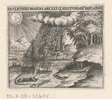 Crocodile in the Rain, Theodor de Bry, 1596 Canvas Print