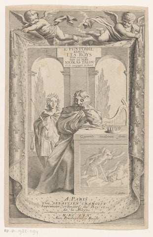 King David leaning against pedestal, Claude Mellan, 1659 Canvas Print