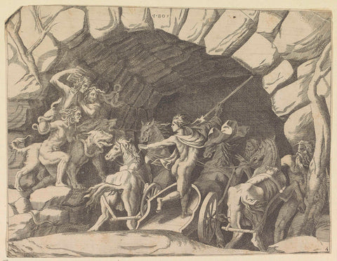 Pluto gaat de onderwereld in, Giulio Bonasone, 1501 - 1580 Canvas Print