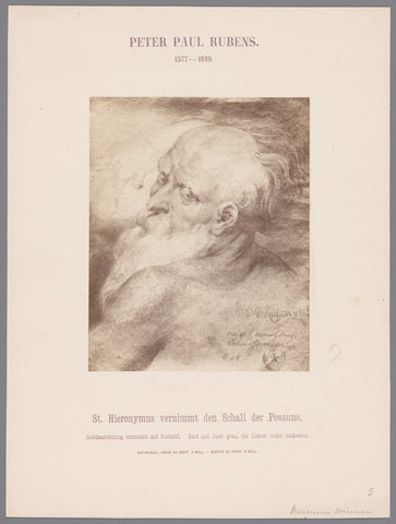 Photo reproduction of drawing by Peter Paul Rubens, St. Jerome (head), anonymous, c. 1870 - c. 1890 Canvas Print