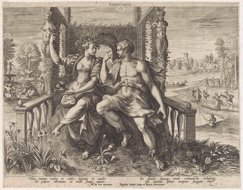 Sanguinian temperament, Raphaël Sadeler (I), 1580 - 1620 Canvas Print