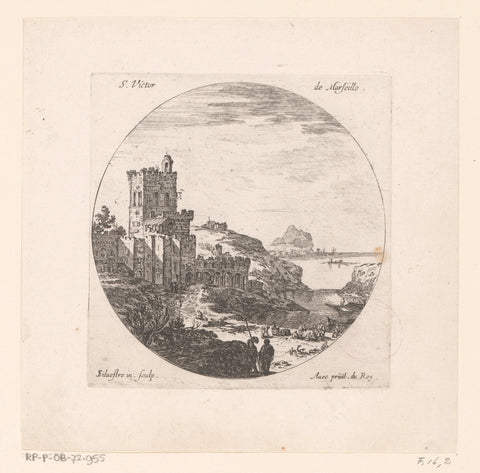 View of saint-victor fortress in Marseille, Israel Silvestre, 1631 - 1657 Canvas Print