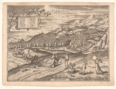 Gezicht op Granada, Symon Novelanus (possibly), 1596 - 1597 Canvas Print