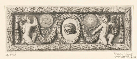 Panel with skull in medallion, Charles II Errard, after 1616 - before 1689 Canvas Print