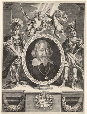 Portrait of Christophor Urne with Minerva and Mars, Albert Haelwegh, 1660 Canvas Print