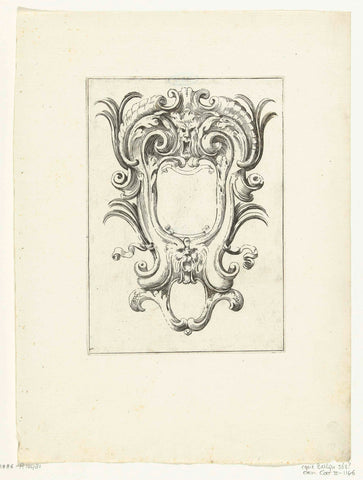 Cartouche decorated with two masks, Agostino Mitelli, after 1619 - before 1642 Canvas Print