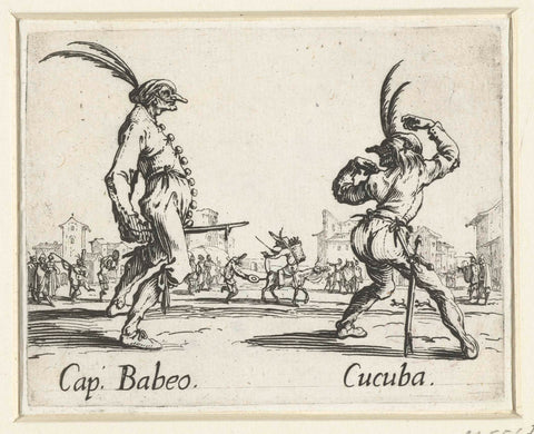 Two street artists like Capitano Babeo and Cucuba, Jacques Callot, 1621 - 1622 Canvas Print