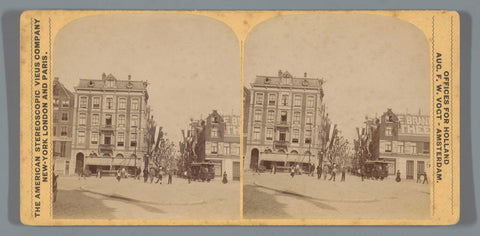 Leidseplein seen towards the Leidsestraat during the Coronation Celebrations of 1898, Amsterdam, August Frederik Willem Vogt, 1898 Canvas Print