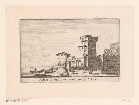 View of a tower near Rome, Israel Silvestre, 1631 - 1657 Canvas Print