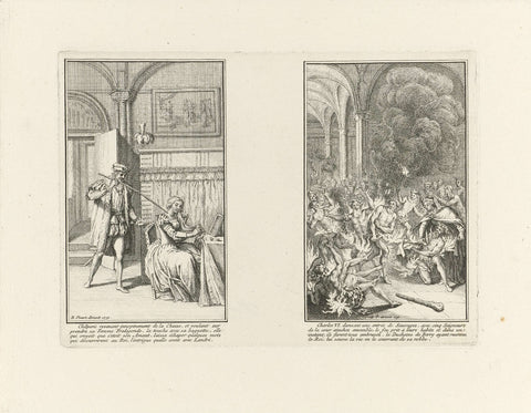 Chilperik I bezoekt Fredegonde / Bal des Ardents, Bernard Picart (workshop of), 1731 Canvas Print