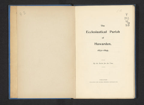 The ecclesiastical parish of Hawarden 1872-1895, Phillipson and Golder, 1895 Canvas Print