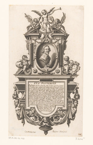 Epitaph for Jacques Callot with portrait bust, Abraham Bosse, 1636 - 1637 Canvas Print