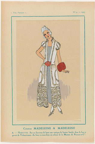 Très Parisien, 1923, No. 4: 8. - MARQUISE. Sur un fourreau..., anonymous, 1923 Canvas Print