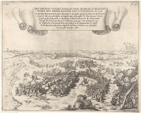 Battle of Rijmenam, 1578, Frans van den Wijngaerde, 1643 - 1645 Canvas Print