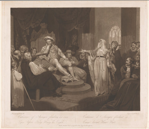 Catherine of Aragon pleading for Henry VIII, King of England, William Ward, 1794 Canvas Print