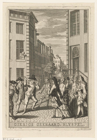 Two men quarrel on the street, Bernard Picart (workshop or), 1712 Canvas Print