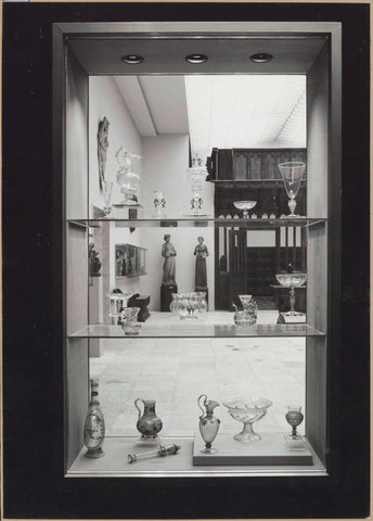 Display case with glass and/or crystal with a view of the Italian hall, c. 1962 Canvas Print