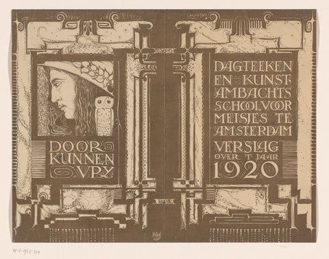 Band design for: Verslag der Dagteeken- en Kunstambachtschool voor Meisjes te Amsterdam over het jaar 1920, Nicolaas van de Vecht, in or after 1920 Canvas Print