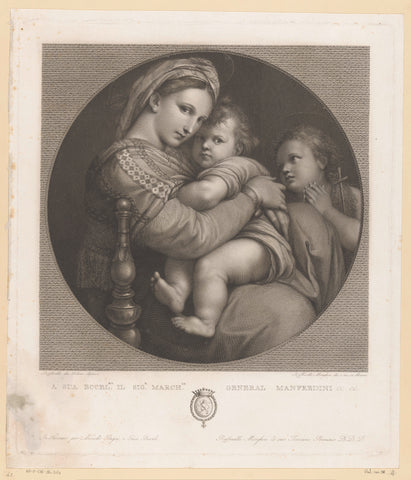 Mary with Child and the young John the Baptist, Raphael Morghen, 1768 - 1833 Canvas Print