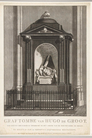 Tomb of Hugo Grotius, died in 1645, Johan van der Spruyt, 1786 Canvas Print