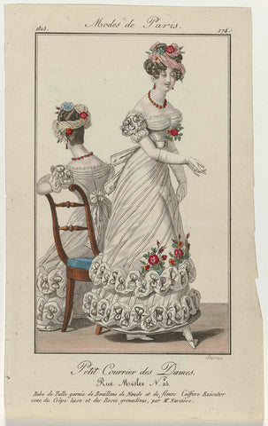 Petit Courrier des Dames, 1823, No. 174 : Robe de Tull (...), Barrau, 1823 Canvas Print