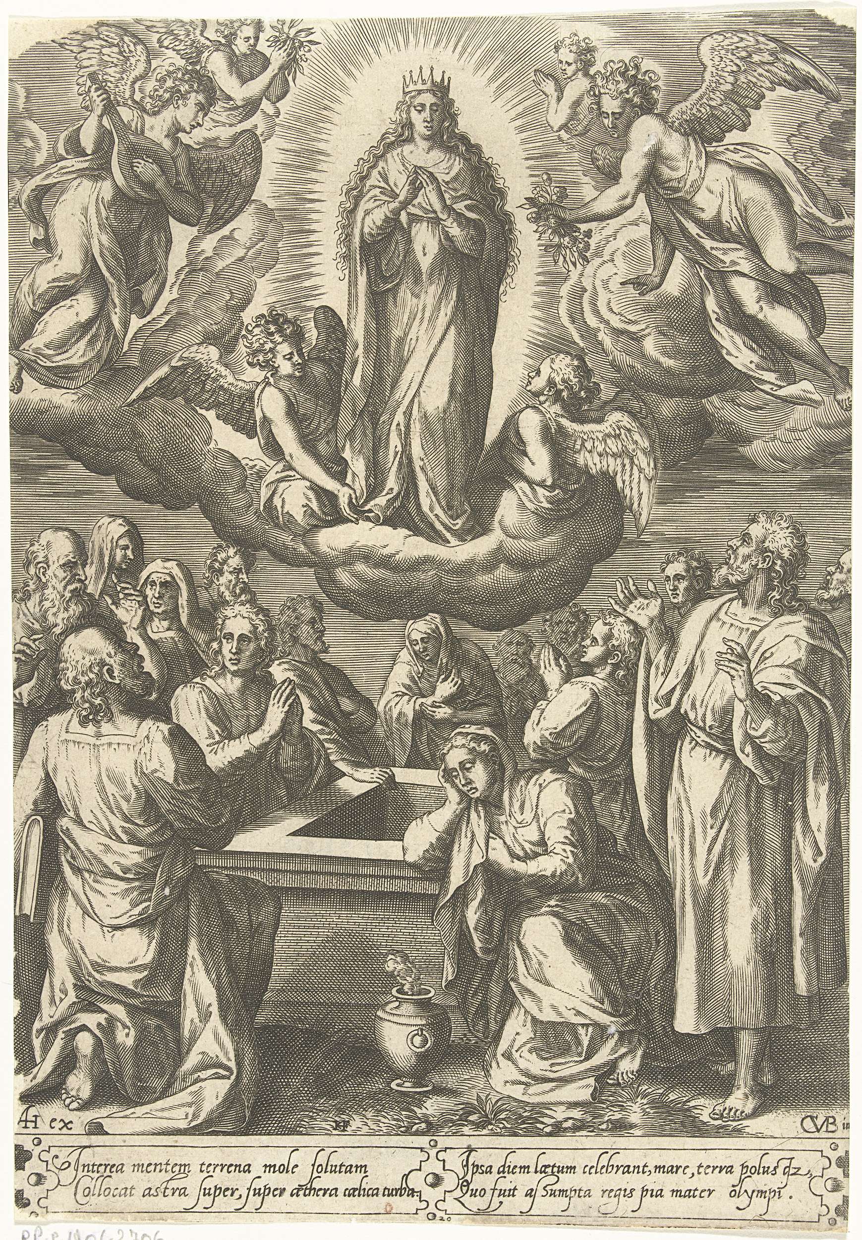Hemelvaart van Maria, Hans Collaert (I), 1576 | CanvasPrints.com