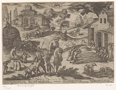 July: threshing (lion), Antonio Tempesta, 1599 Canvas Print