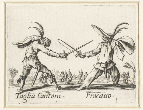 Two street artists as Taglia Cantoni and Fracasso, Jacques Callot, 1621 - 1622 Canvas Print