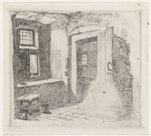 Interior with open door, David van der Kellen (1827-1895), 1837 - 1882 Canvas Print