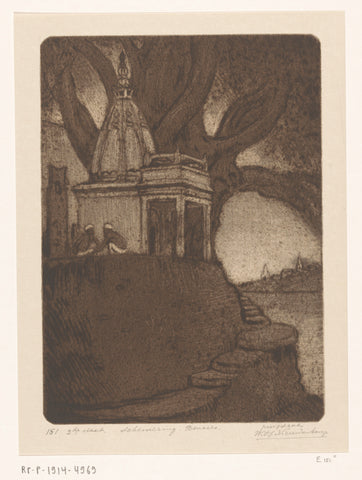 Temple in Benares at night, Wijnand Otto Jan Nieuwenkamp, 1914 Canvas Print