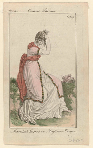 Journal des Dames et des Modes, Costume Parisien, 3 August 1804, Year 12, (572): Mameluck Bordé (...), Pierre Charles Baquoy, 1804 Canvas Print