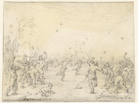 Snowball-throwing men and boys, Adriaen Pietersz. van de Venne, 1638 Canvas Print