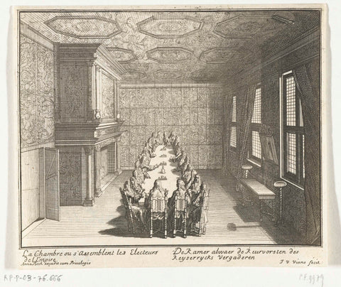 Chamber of ambassadors of the emperor and electors in the Huis ter Nieuburch in Rijswijk, 1697, Jan van Vianen, 1697 Canvas Print