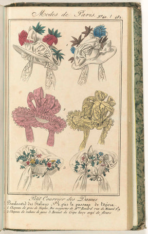 Petit Courrier des Dames, 1827, No. 40 / 482: 1. Chapeau de gros de Naples..., anonymous, 1827 Canvas Print