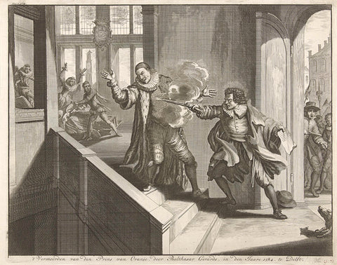 Murder of the Prince of Orange, 1584, Jan Luyken, 1730 Canvas Print