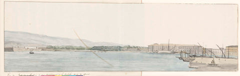 View of messina harbour and mountains of Calabria from quay, Louis Ducros, 1778 Canvas Print