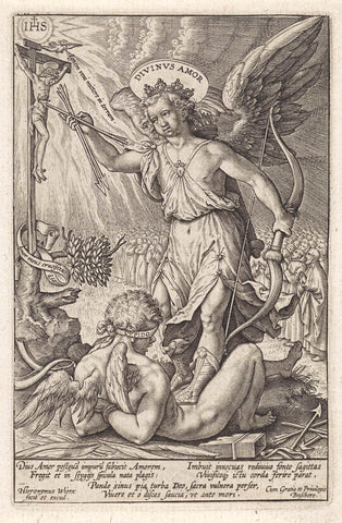 The heavenly love, Hieronymus Wierix, 1563 - before 1581 Canvas Print