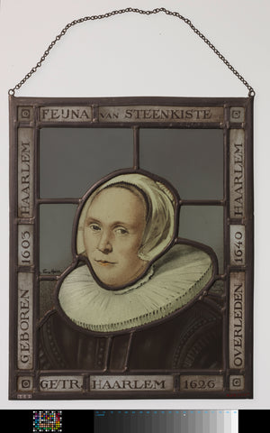 Stained glass pane with the portrait of Feyntje van Steenkiste (1603-1640), anonymous, after 1635 - c. 1900 Canvas Print