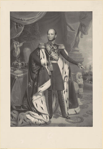 Portrait of William II, King of the Netherlands, H.I. Colleye, 1840 - 1849 Canvas Print