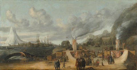 The Whale-oil Refinery near the Village of Smerenburg, Cornelis de Man, 1639 Canvas Print