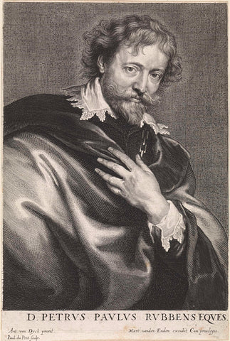 Portrait of the painter Peter Paul Rubens, Paulus Pontius, 1616 - 1657 Canvas Print