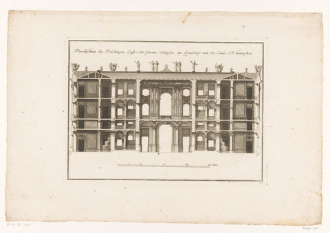 Longitudinal section of a garden pavilion, anonymous, 1729 Canvas Print