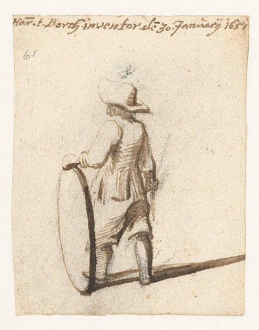 Boy with a hoop, from behind, Harmen ter Borch, 1651 Canvas Print