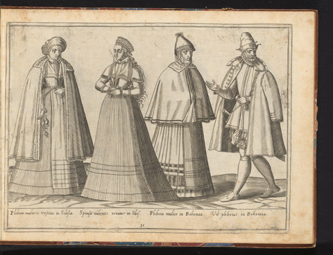 Three women and a man, dressed according to fashion from Silesë and Bohemia of ca. 1580, Abraham de Bruyn, 1581 Canvas Print